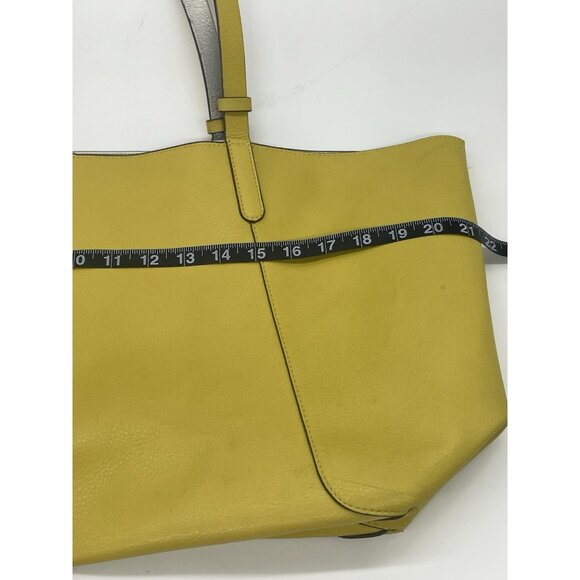 Zara Women's Tote Bag Leather Yellow Large Boho Office Travel - Picture 7 of 9